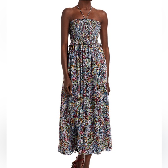 Paisley Smocked Halter Midi Dress - Sz XS - Picture 9 of 9